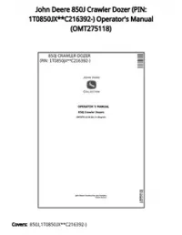 John Deere 850J Crawler Dozer (PIN: 1T0850JX**C216392-) Operator's Manual - OMT275118 preview