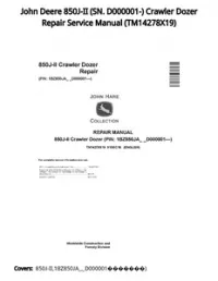John Deere 850J-II (SN. D000001-) Crawler Dozer Repair Service Manual - TM14278X19 preview