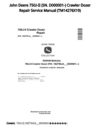 John Deere 750J-II (SN. D000001-) Crawler Dozer Repair Service Manual - TM14276X19 preview