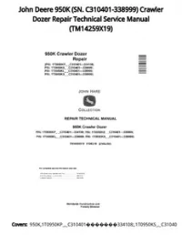 John Deere 950K (SN. C310401-338999) Crawler Dozer Repair Technical Service Manual - TM14259X19 preview