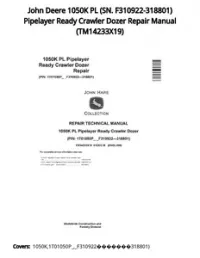 John Deere 1050K PL (SN. F310922-318801) Pipelayer Ready Crawler Dozer Repair Manual - TM14233X19 preview