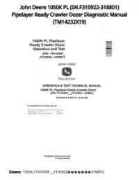 John Deere 1050K PL (SN.F310922-318801) Pipelayer Ready Crawler Dozer Diagnostic Manual - TM14232X19 preview