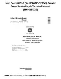 John Deere 850J-II (SN. D306725-323043) Crawler Dozer Service Repair Technical Manual - TM14231X19 preview