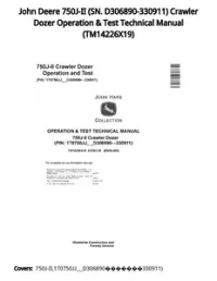 John Deere 750J-II (SN. D306890-330911) Crawler Dozer Operation & Test Technical Manual - TM14226X19 preview