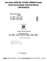 John Deere 950K (SN. F310401-338999) Crawler Dozer Service Repair Technical Manual - TM14165X19 preview