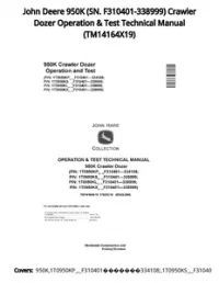 John Deere 950K (SN. F310401-338999) Crawler Dozer Operation & Test Technical Manual - TM14164X19 preview