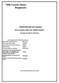 John Deere 700J Crawler Dozer (S.N.from 139436) Diagnostic  Operation & Test Service Manual - TM10268 preview