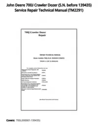 John Deere 700J Crawler Dozer (S.N. before 139435) Service Repair Technical Manual - TM2291 preview