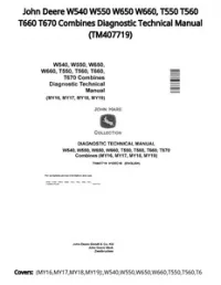 John Deere W540 W550 W650 W660  T550 T560 T660 T670 Combines Diagnostic Technical Manual - TM407719 preview