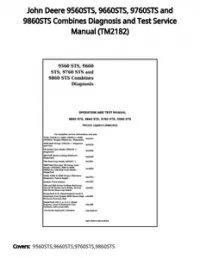 John Deere 9560STS  9660STS  9760STS and 9860STS Combines Diagnosis and Test Service Manual - TM2182 preview