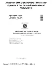John Deere 544K-II (SN. D677549-) 4WD Loader Operation & Test Technical Service Manual - TM14143X19 preview