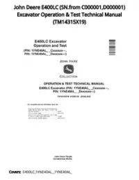 John Deere E400LC (SN.from C000001 D000001) Excavator Operation & Test Technical Manual - TM14315X19 preview