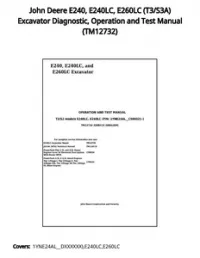 John Deere E240  E240LC  E260LC (T3/S3A) Excavator Diagnostic  Operation and Test Manual - TM12732 preview