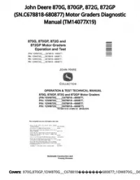 John Deere 870G  870GP  872G  872GP (SN.C678818-680877) Motor Graders Diagnostic Manual - TM14077X19 preview