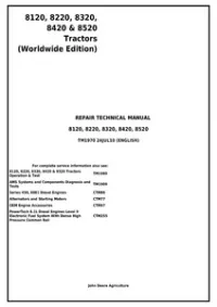 John Deere 8120  8220  8320  8420  8520 (Worldwide Edition) Tractors Service Repair Manual - TM1970 preview