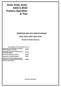 John Deere 8120  8220  8320  8420  8520 Tractors Diagnostic  Operation and Test Service Manual - TM1980 preview