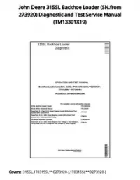 John Deere 315SL Backhoe Loader (SN.from 273920) Diagnostic and Test Service Manual - TM13301X19 preview