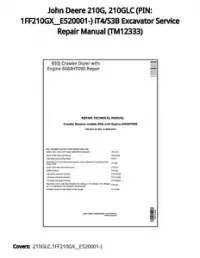John Deere 210G  210GLC (PIN: 1FF210GX__E520001-) iT4/S3B Excavator Service Repair Manual - TM12333 preview
