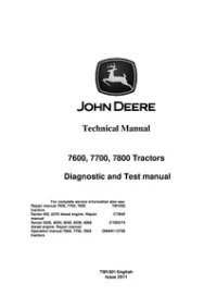 John Deere 7600  7700 and 7800 2WD or MFWD Tractors Diagnostic and Tests Service Manual - TM1501 preview