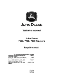 John Deere 7600  7700 and 7800   2WD or MFWD Tractors Service Repair Technical Manual - tm1500 preview