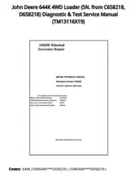 John Deere 644K 4WD Loader (SN. from C658218  D658218) Diagnostic & Test Service Manual - TM13116X19 preview