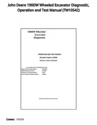 John Deere 190DW Wheeled Excavator Diagnostic  Operation and Test Manual - TM10542 preview