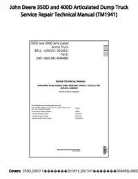 John Deere 350D and 400D Articulated Dump Truck Service Repair Technical Manual - TM1941 preview