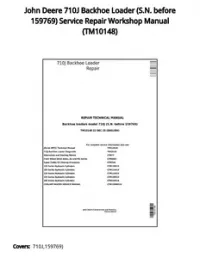 John Deere 710J Backhoe Loader (S.N. before 159769) Service Repair Workshop Manual - TM10148 preview