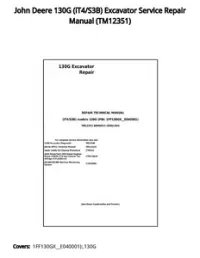 John Deere 130G (iT4/S3B) Excavator Service Repair Manual - TM12351 preview