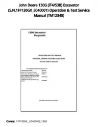 John Deere 130G (iT4/S3B) Excavator (S.N.1FF130GX_E040001) Operation & Test Service Manual - TM12348 preview