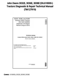 John Deere 3032E  3036E  3038E (SN.610000-) Tractors Diagnostic & Repair Technical Manual - TM127919 preview