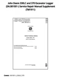 John Deere 330LC and 370 Excavator Logger (SN.081001-) Service Repair Manual Supplement - TM1911 preview