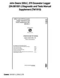 John Deere 330LC  370 Excavator Logger (SN.081001-) Diagnostic and Tests Manual Supplement - TM1910 preview