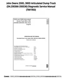 John Deere 250D  300D Articulated Dump Truck (SN.200366-200536) Diagnostic Service Manual - TM1950 preview