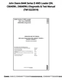 John Deere 844K Series II 4WD Loader (SN. C664096-  D664096-) Diagnostic & Test Manual - TM13223X19 preview