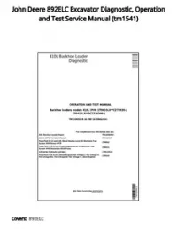 John Deere 892ELC Excavator Diagnostic  Operation and Test Service Manual - tm1541 preview
