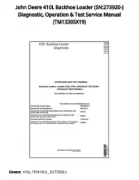 John Deere 410L Backhoe Loader (SN:273920-) Diagnostic  Operation & Test Service Manual - TM13305X19 preview