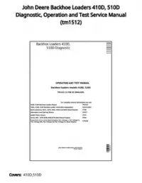 John Deere Backhoe Loaders 410D  510D Diagnostic  Operation and Test Service Manual - tm1512 preview