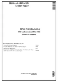 John Deere 344G and 444G 4WD Loader Service Repair Technical Manual - tm1558 preview