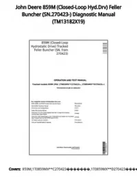 John Deere 859M (Closed-Loop Hyd.Drv) Feller Buncher (SN.270423-) Diagnostic Manual - TM13182X19 preview