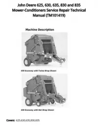 John Deere 625  630  635  830 and 835 Mower-Conditioners Service Repair Technical Manual - TM101419 preview