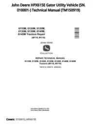 John Deere HPX615E Gator Utility Vehicle (SN. 010001-) Technical Manual - TM150919 preview