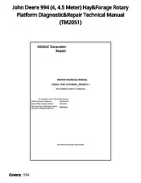 John Deere 994 (4  4.5 Meter) Hay&Forage Rotary Platform Diagnostic&Repair Technical Manual - TM2051 preview