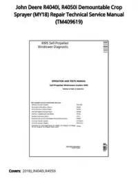 John Deere R4040i  R4050i Demountable Crop Sprayer (MY18) Repair Technical Service Manual - TM409619 preview