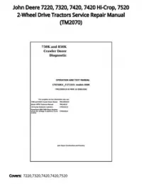 John Deere 7220  7320  7420  7420 Hi-Crop  7520 2-Wheel Drive Tractors Service Repair Manual - TM2070 preview