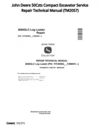 John Deere 50Czts Compact Excavator Service Repair Technical Manual - TM2057 preview