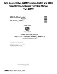 John Deere 460M  460M Precutter  560M  and 560M Precutter Round Balers Technical Manual - TM148119 preview