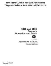 John Deere 1725NT 8 Row Stack Fold Planters Diagnostic Technical Service Manual - TM139219 preview