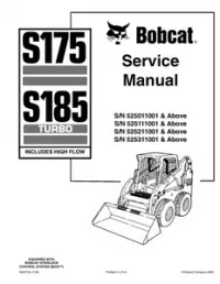 Bobcat S175 S185 Turbo Skid Steer Loader Service Repair Workshop Manual 525011001-525311001 preview
