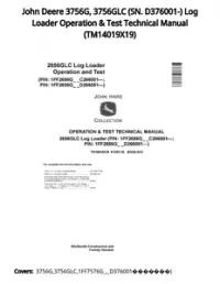 John Deere 3756G  3756GLC (SN. D376001-) Log Loader Operation & Test Technical Manual - TM14019X19 preview
